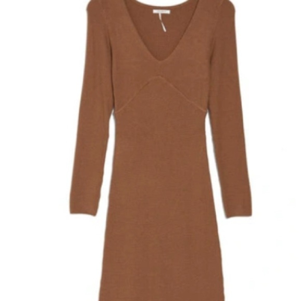 Chic Long Sleeve Tan Dress